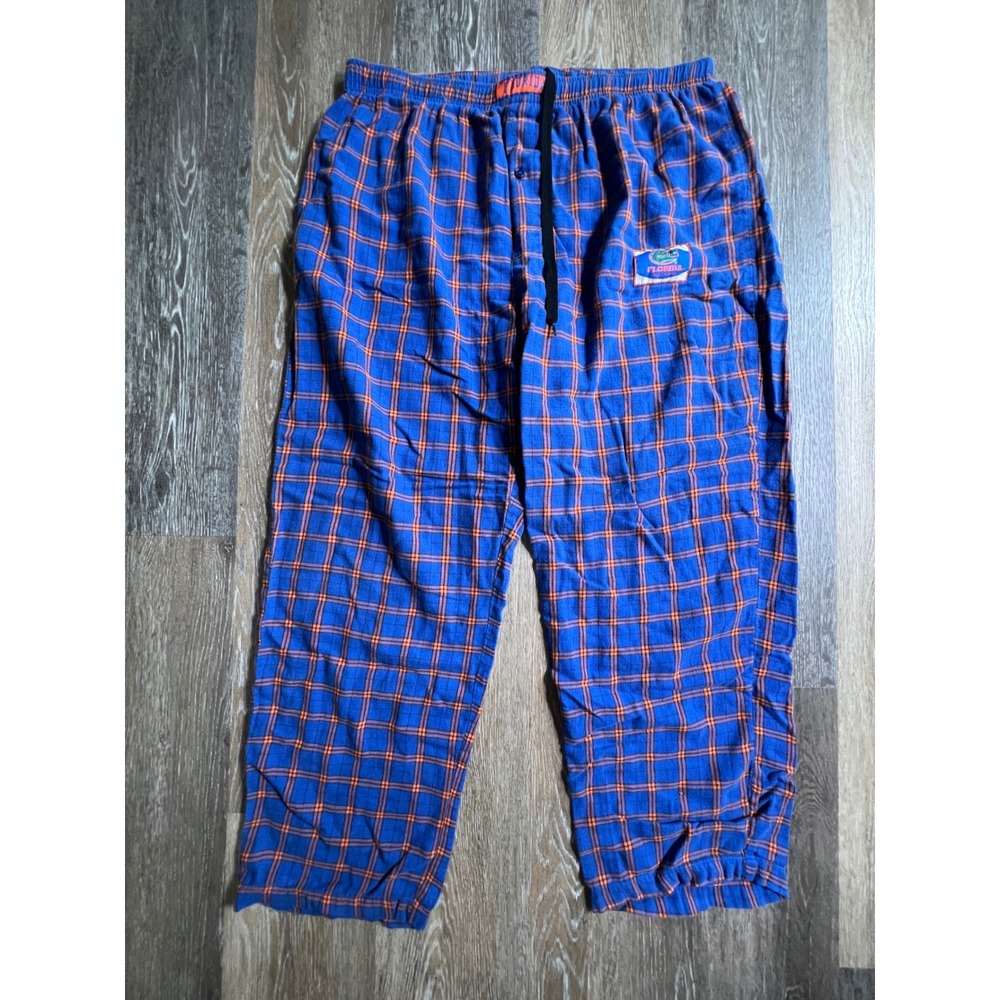 Sideline Apparel‎ Florida Gators Pajama Pants Mens XL Blue Orange Plaid Cotton